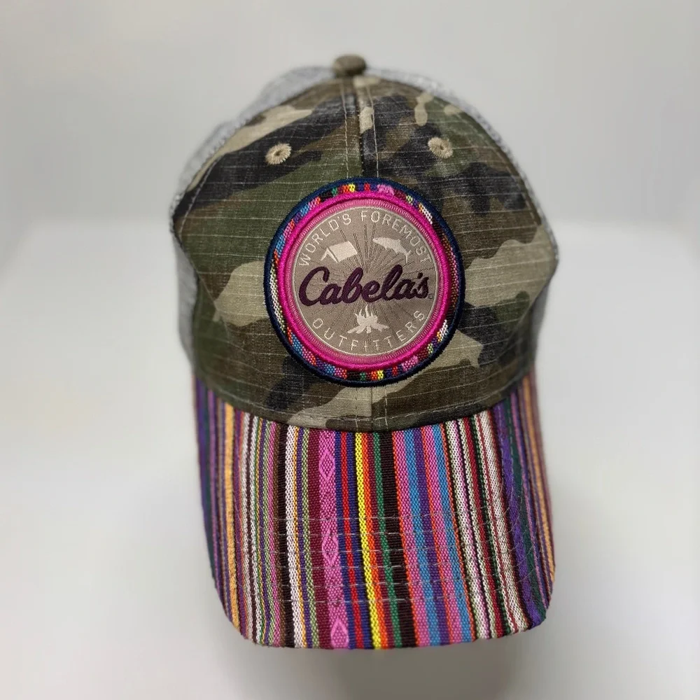 Cabela’s Youth Trucker Hat Camo Mesh Colorful Brim Adjustable